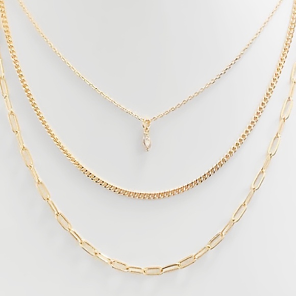 Brass 3 Layer CZ Necklace